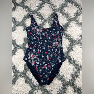 Tommy Hilfiger Women’s Blue Red White One Piece Swimsuit Stars Size 16